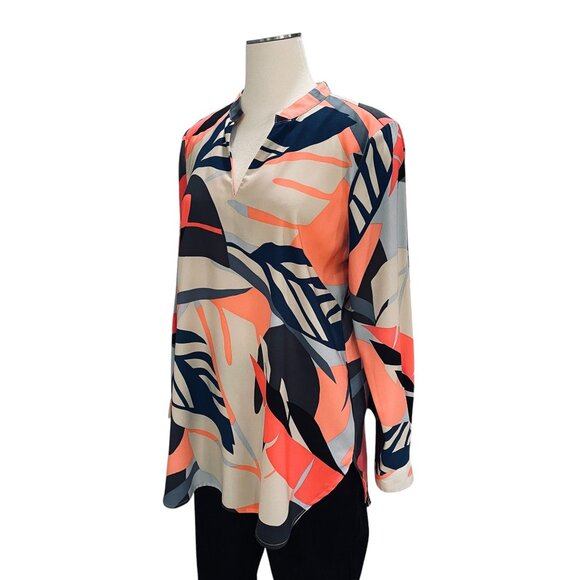 Vince Camuto Tropical Print Blouse Size M Boho Resortwear Workwear Trending - Picture 8 of 11